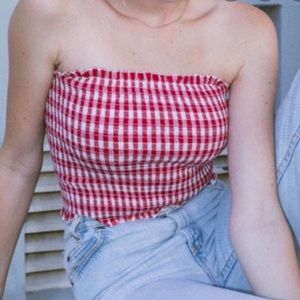 Brandy Melville Gingham Cleo Tube Top (Red)
